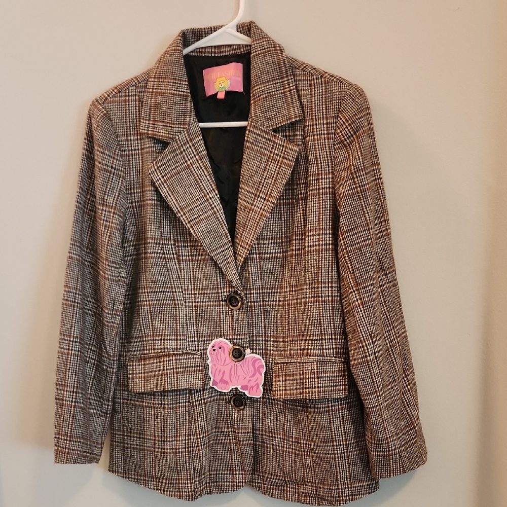 Women's Plaid Blazer Jacket. By Rich Fashion. Old Money Y2K
